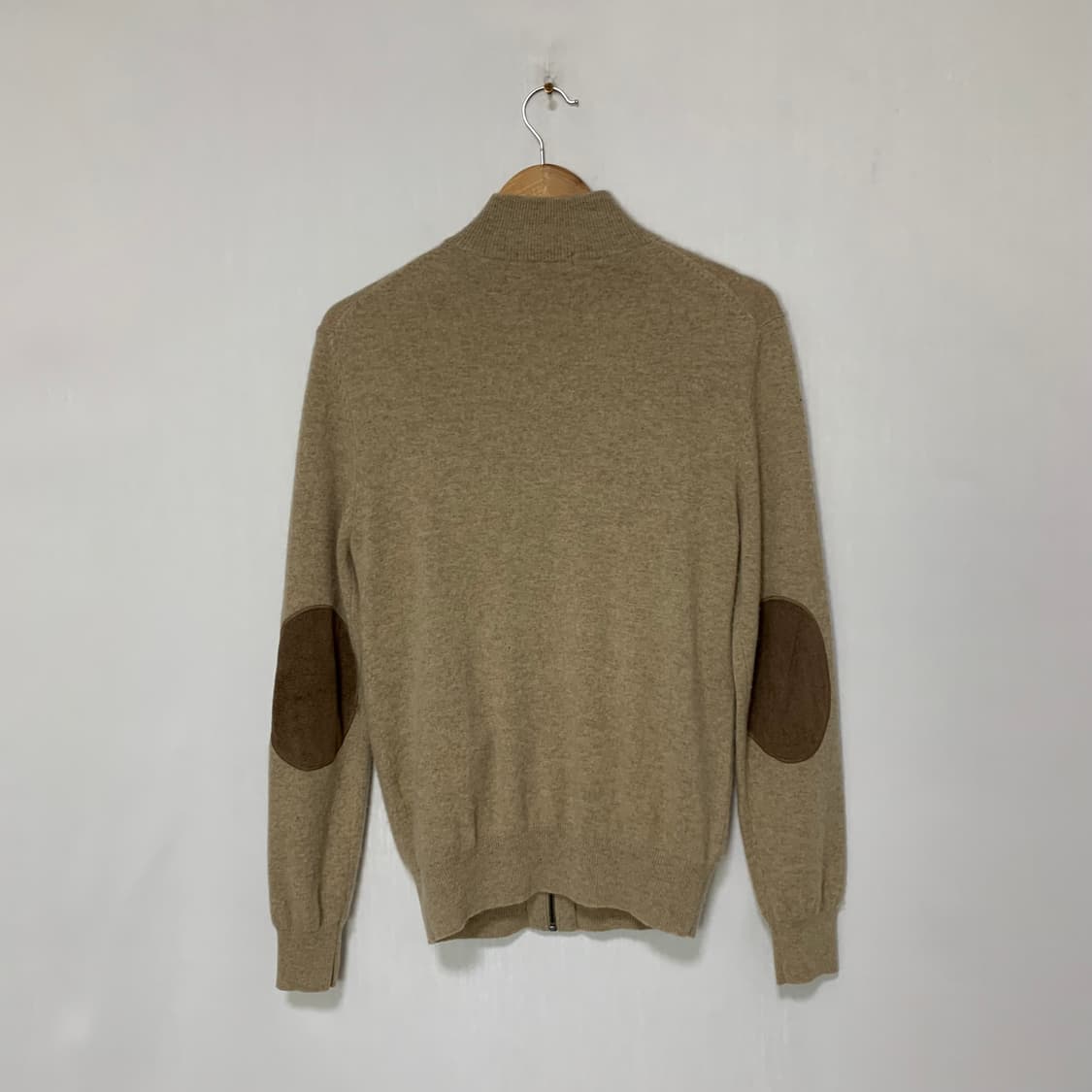 헤지스 빈티지 캐시미어 팔꿈치 패치 니트 집업 가디건 베이지 상품이미지8