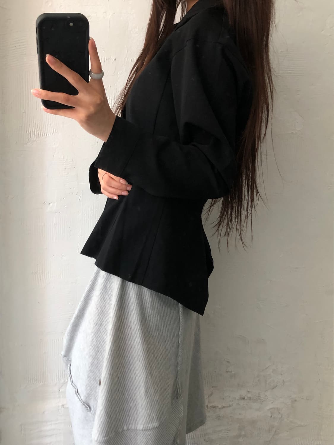 Y’s 요지야마모토 블랙 백 스티치 디테일 울 자켓 상품이미지3