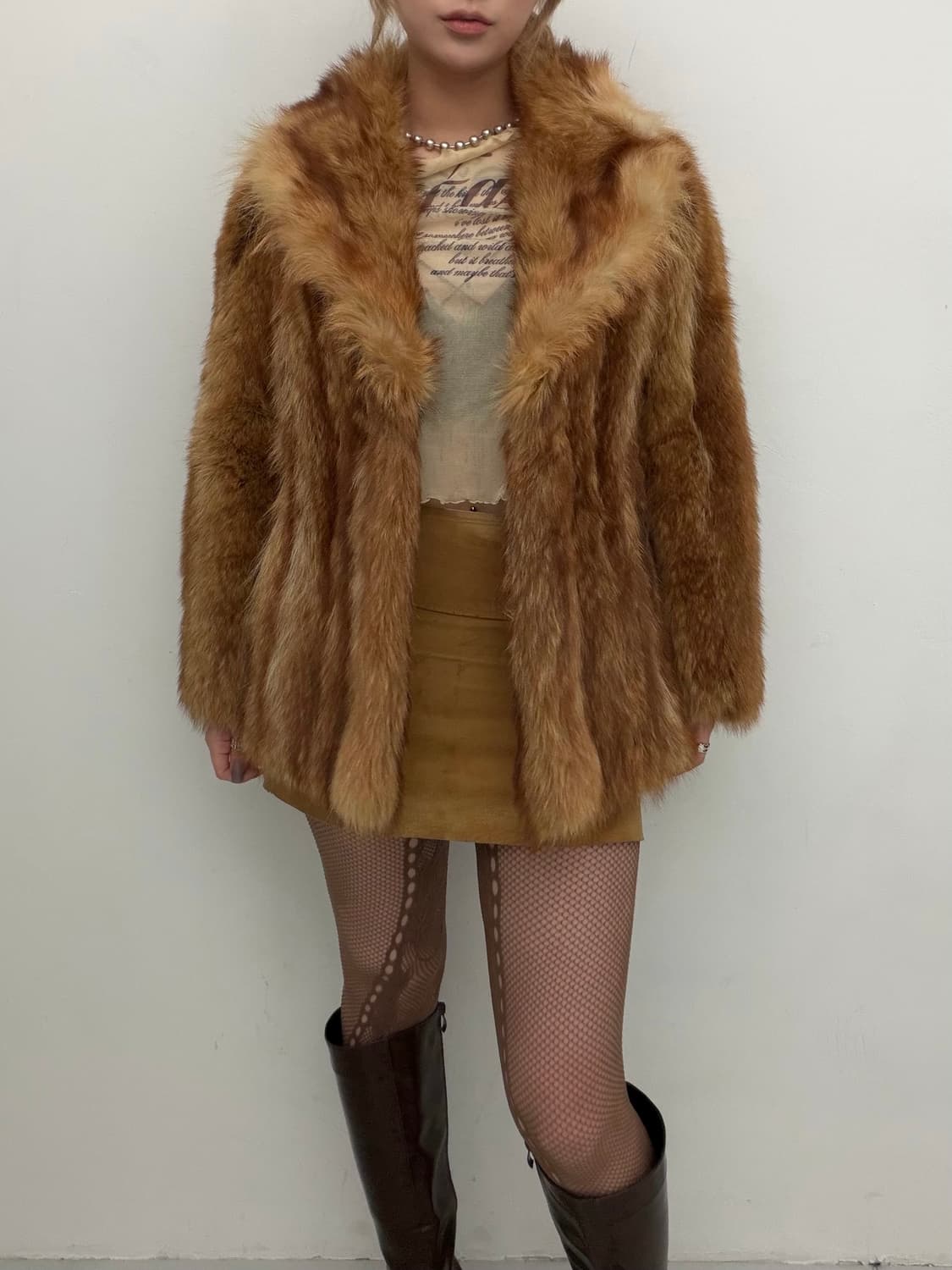 브라운 리얼퍼 자켓 상품이미지3