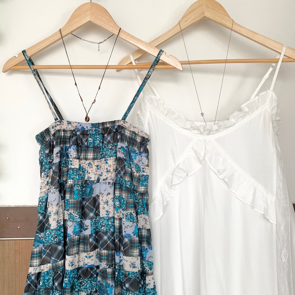 네이비 패치워크 롱 원피스 화이트 레이스 패치 원피스 상품이미지2