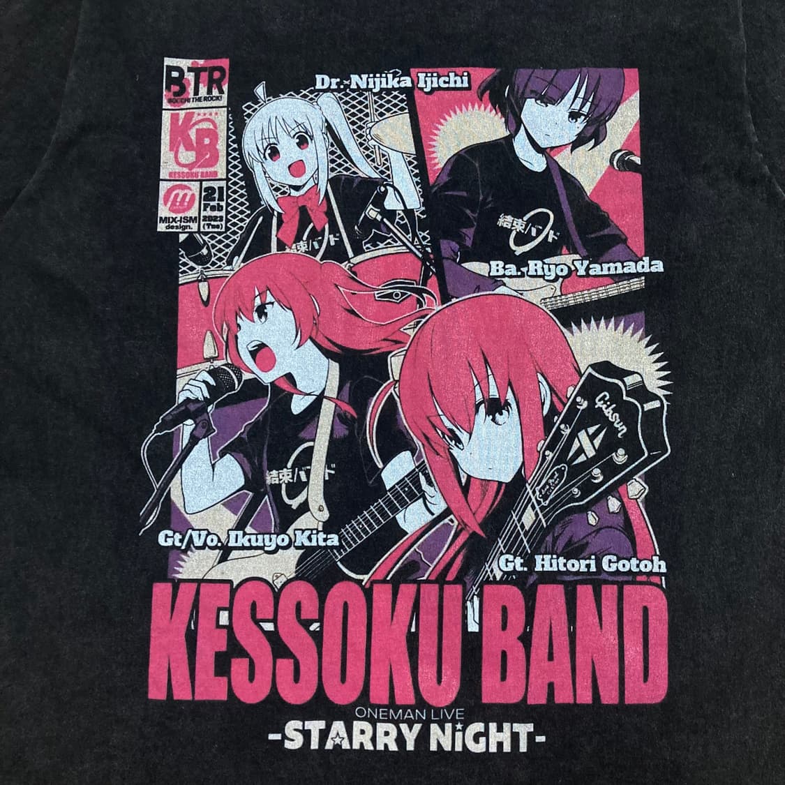 봇치더락 밴드 프린팅 피그먼트 반팔티 상품이미지2