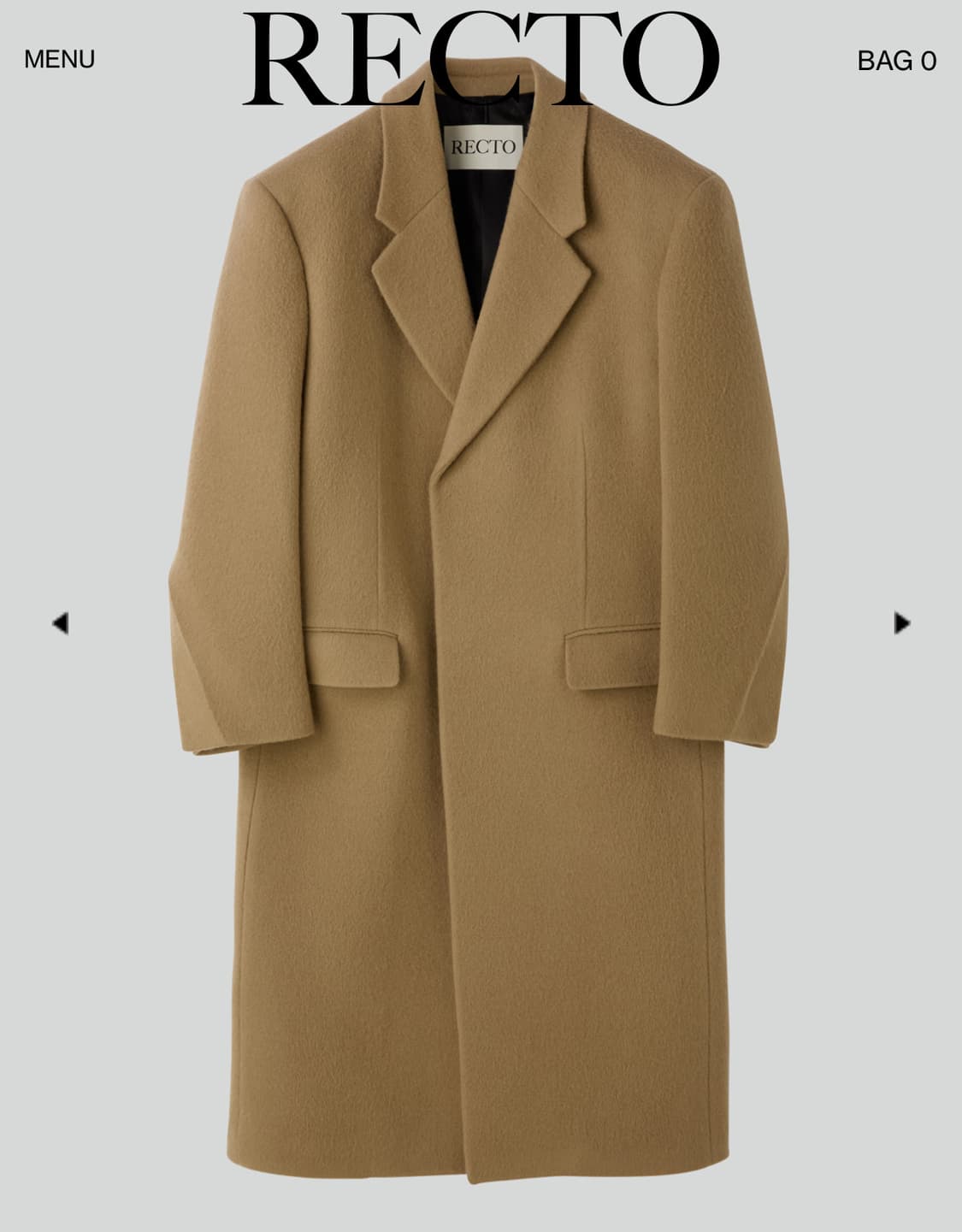 렉토 25FW 헤어리 울 싱글코트 라이트 카키 베이지 상품이미지1