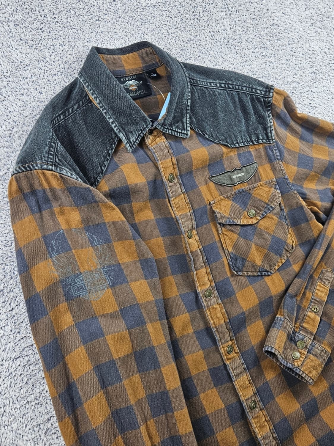 할리데이비슨 데님숄더 체크 포켓 바이커 셔츠 ( L ) / 9369 상품이미지6