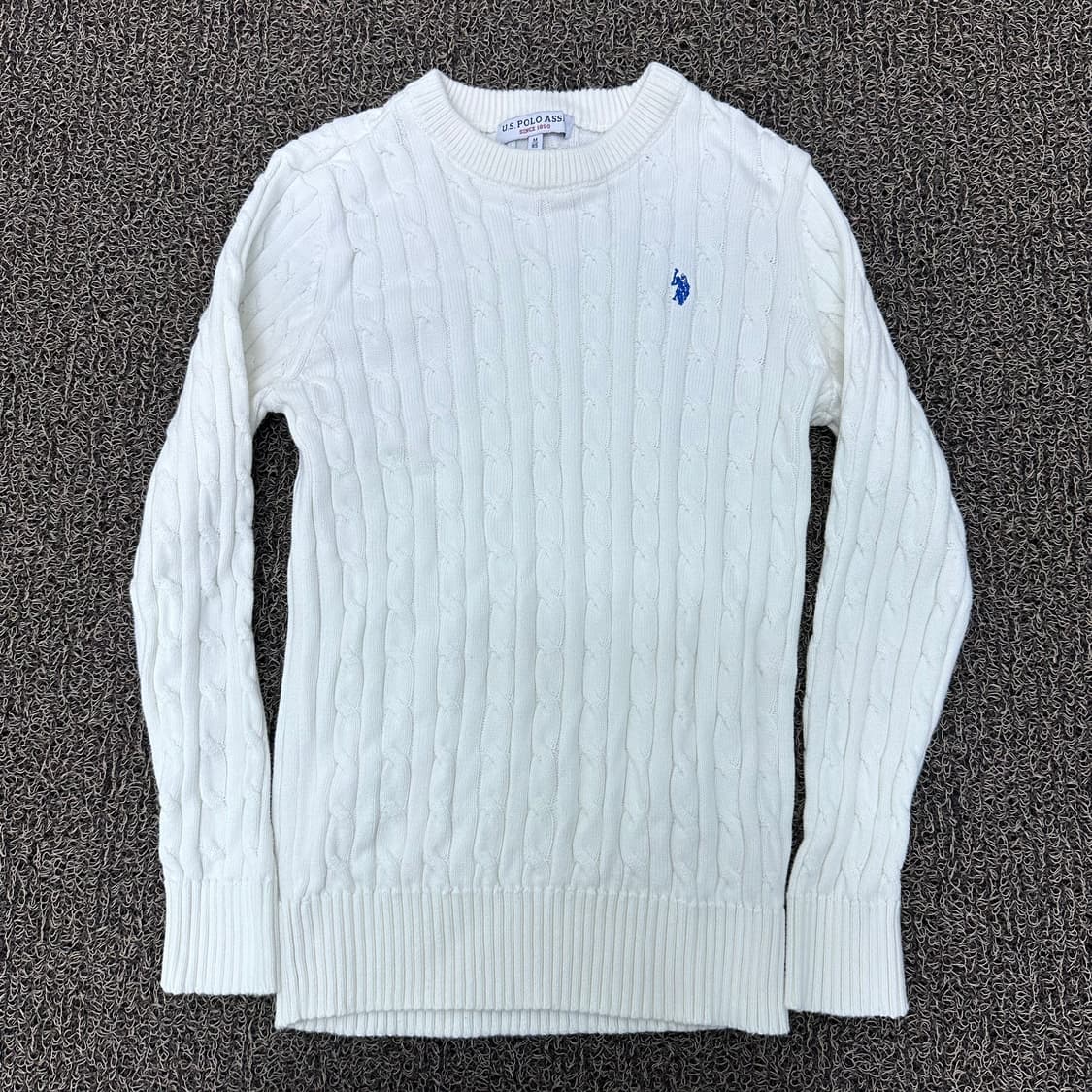 US POLO ASSN 폴로 아싼 꽈배기 케이블 여성 니트 화이트 M 상품이미지1