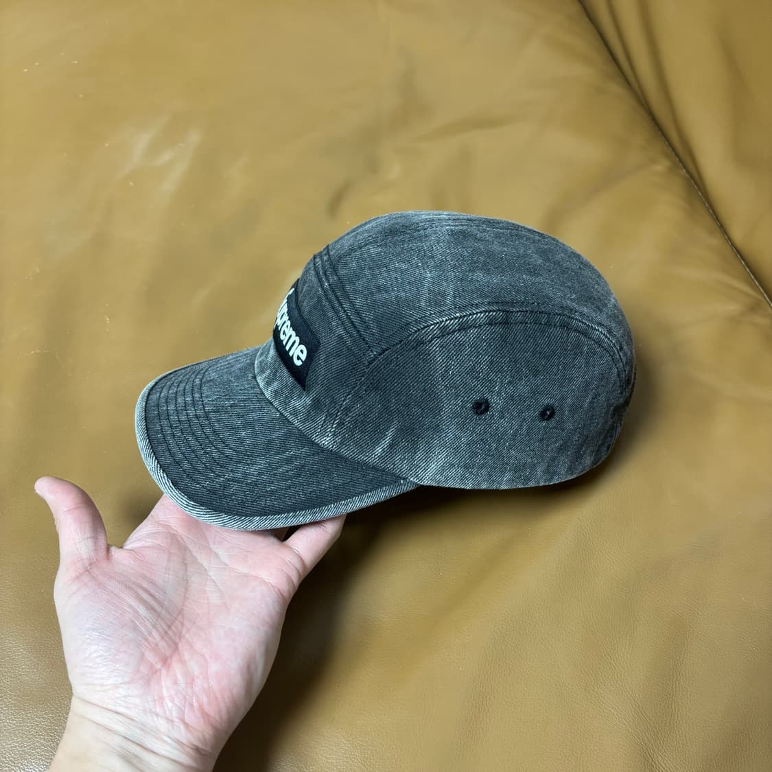 슈프림 캠프캡 모자 박스로고 데님 블랙 상품이미지4