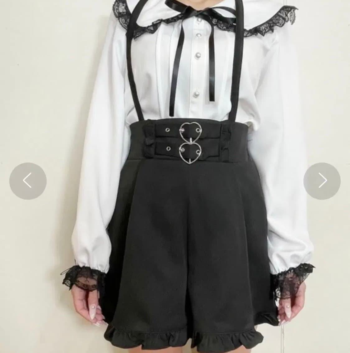 Ma*rs 하트 버클 프릴 팬츠 지뢰계 서브컬쳐 상품이미지1