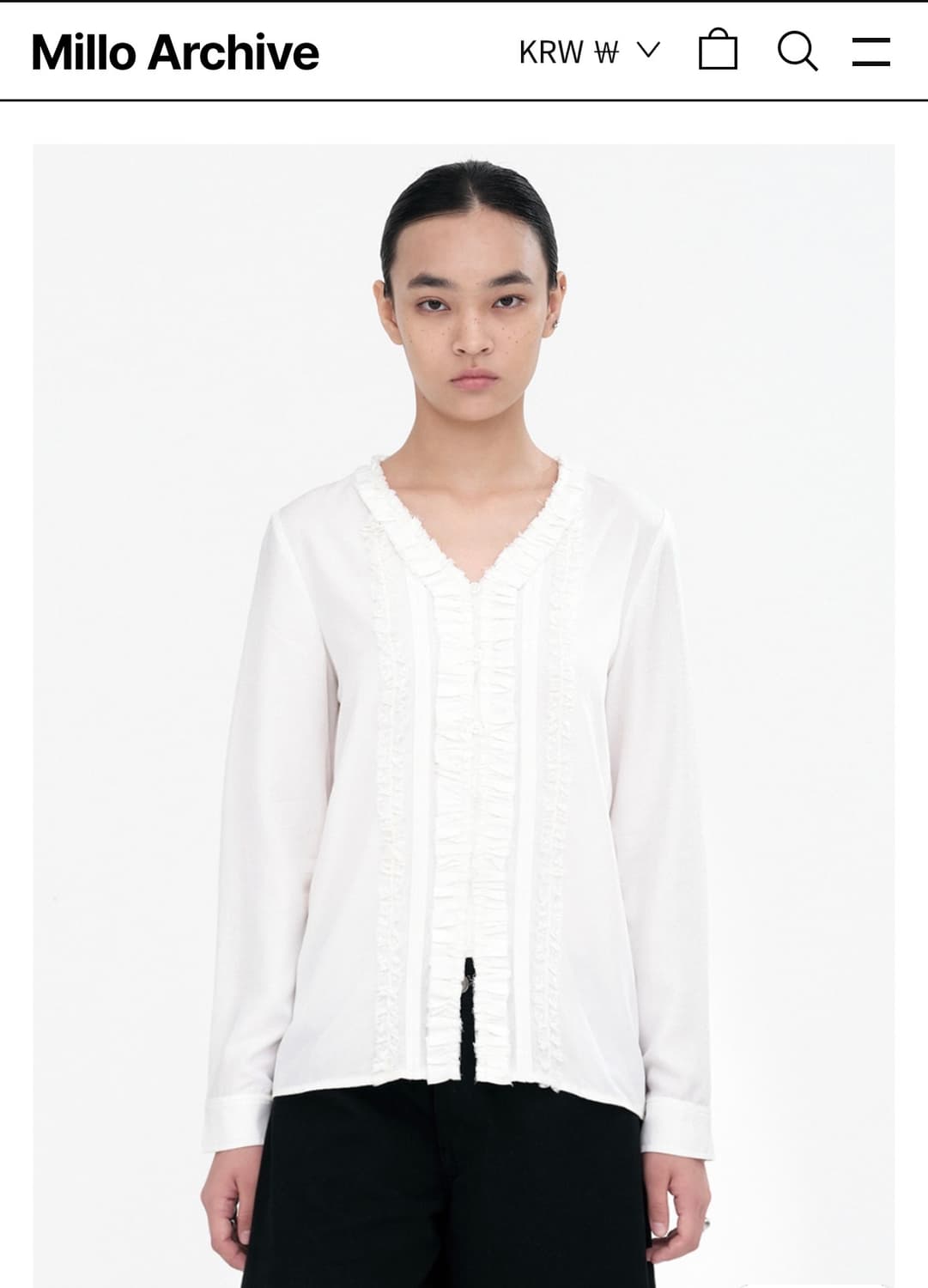 Lace Trimming Blouse [Ivory] 상품이미지1