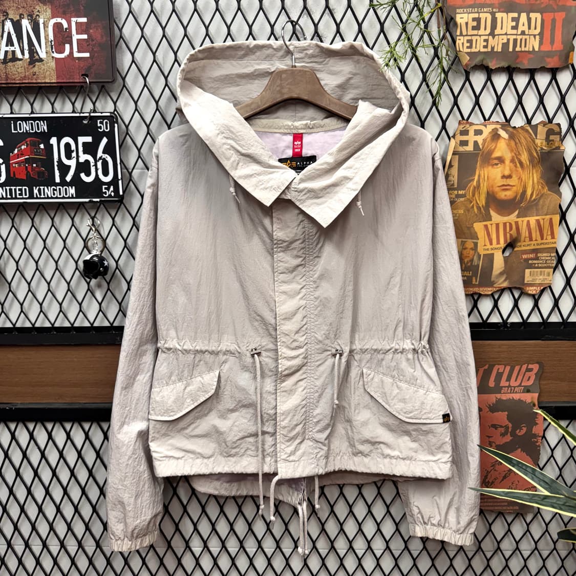 알파인더스트리 크롭 나일론 필드 자켓 전후면 스트링 포인트 그레이 상품이미지1