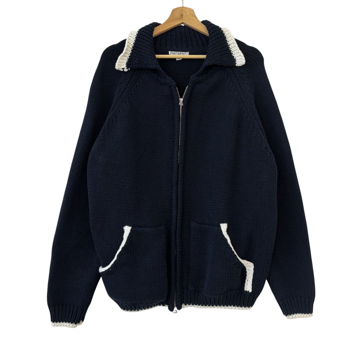 파르티멘토 헤비웨이트 코튼 니트 자켓 네이비 상품이미지1