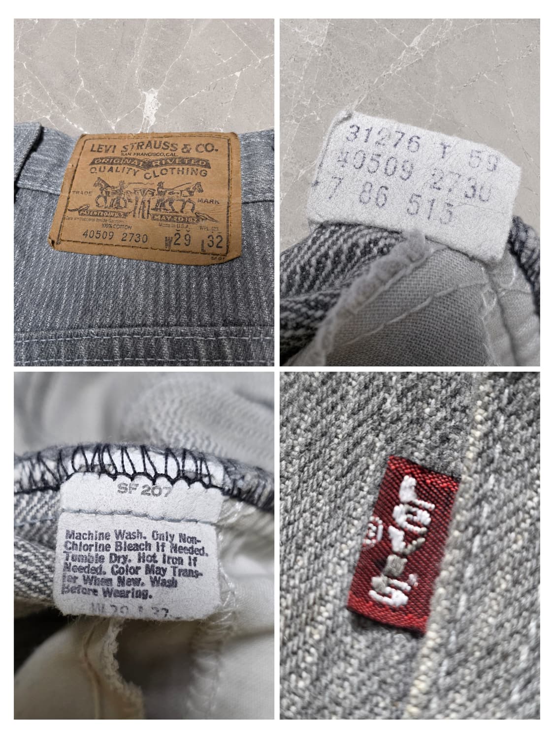80s Levi's 40509 빈티지 그레이 스트라이프 데님 상품이미지10