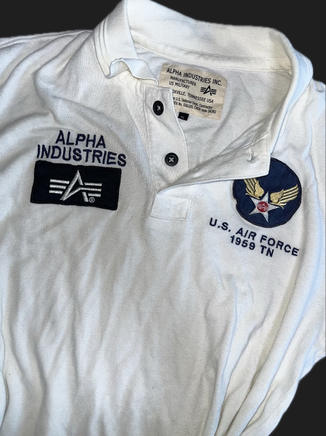 알파인더스트리 U.S Air Force 화이트 카라 반팔티셔츠 상품이미지3