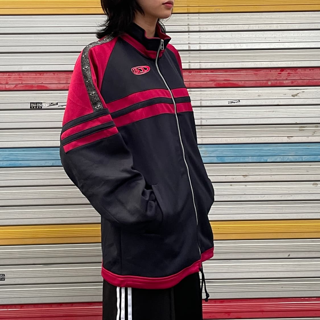 90s A.D.ONE 올드스쿨 배색 져지 오버핏 트랙탑 L 상품이미지4