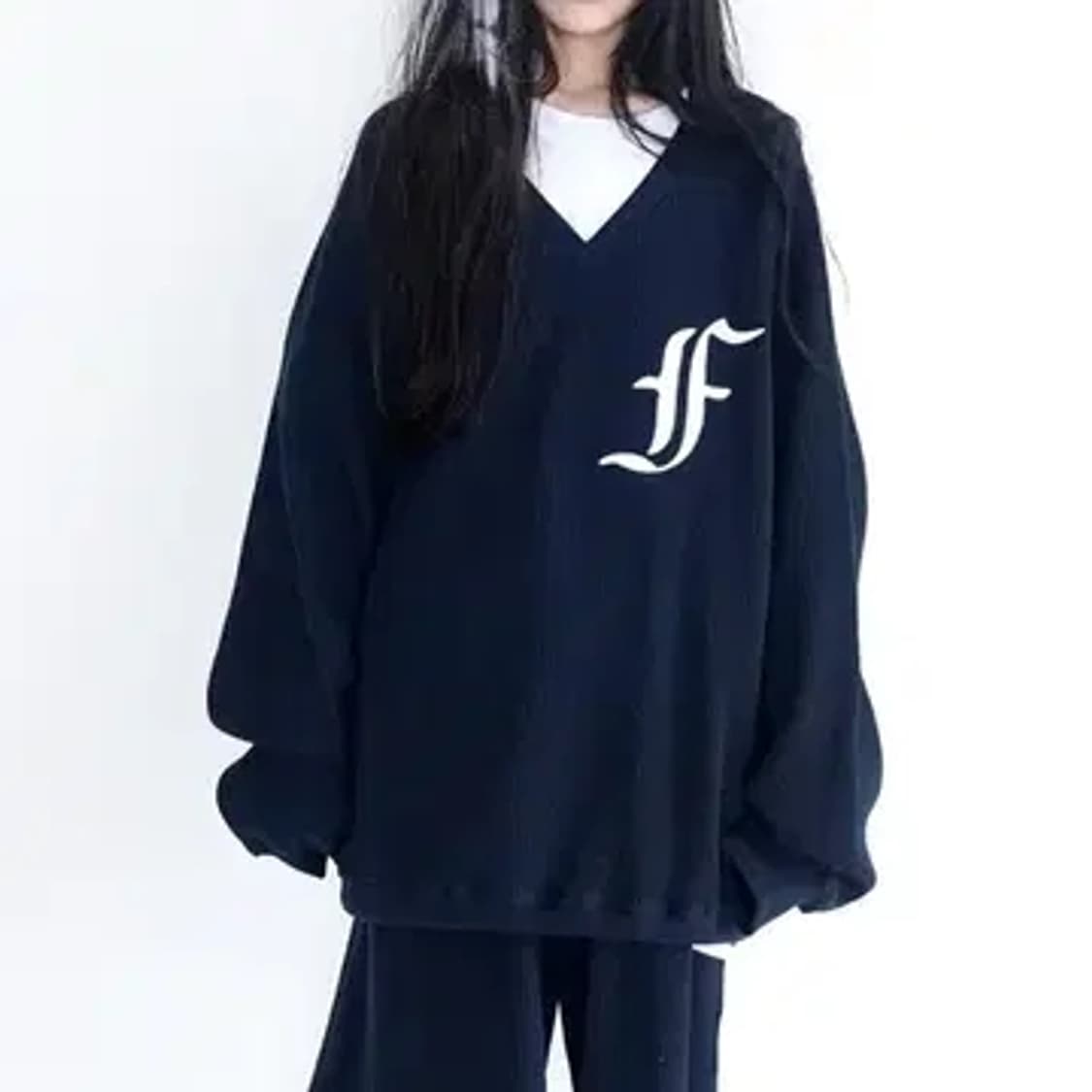 샵페어리 와플 박시 맨투맨 네이비 상품이미지1