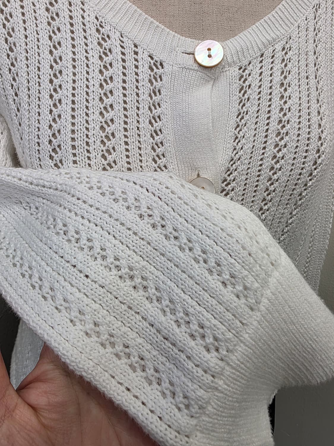 랜즈엔드 화이트 크로쉐 니트 가디건 상품이미지2