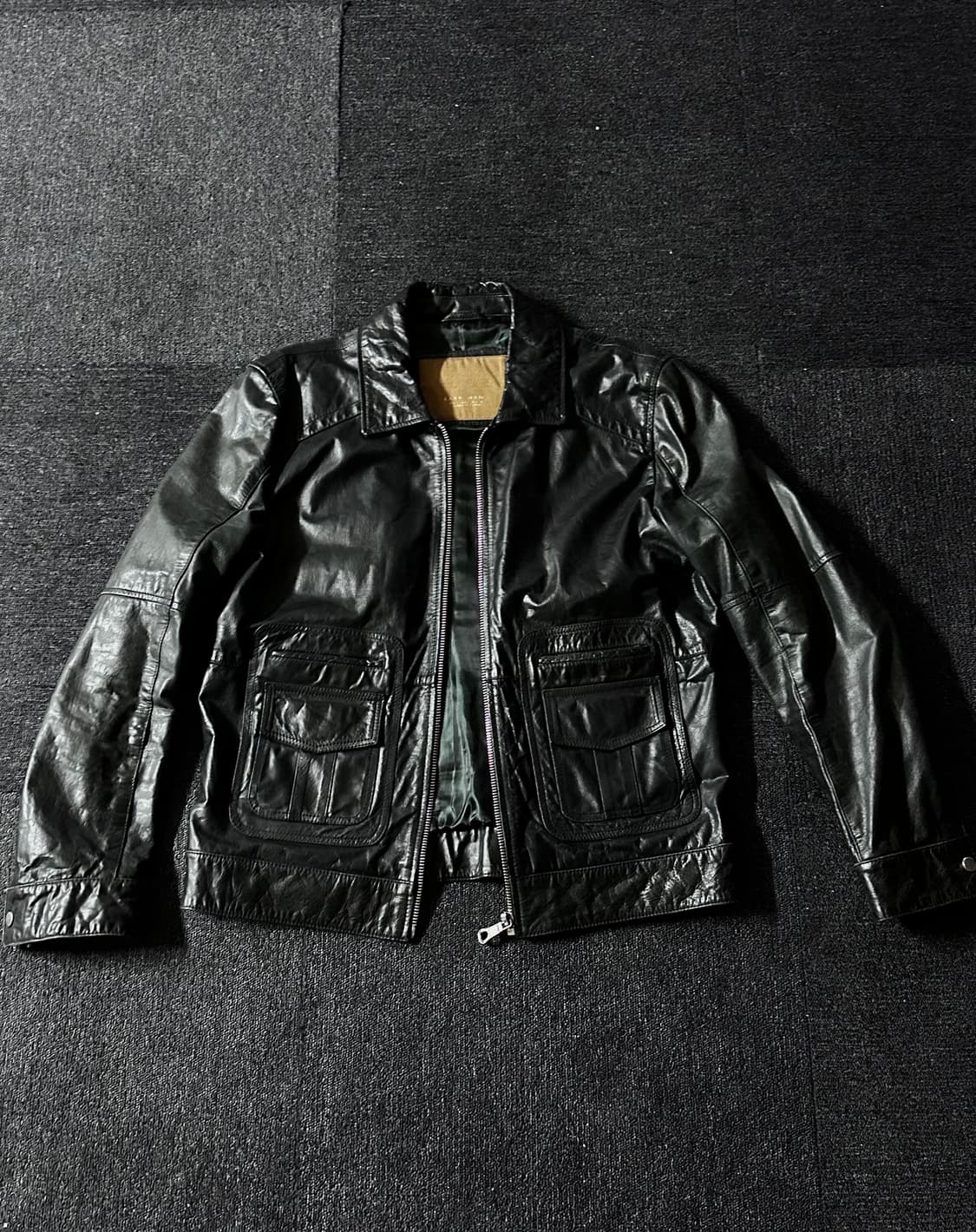 Zara man 바이커 정품 소가죽자켓 크래식 레더자켓 상품이미지1