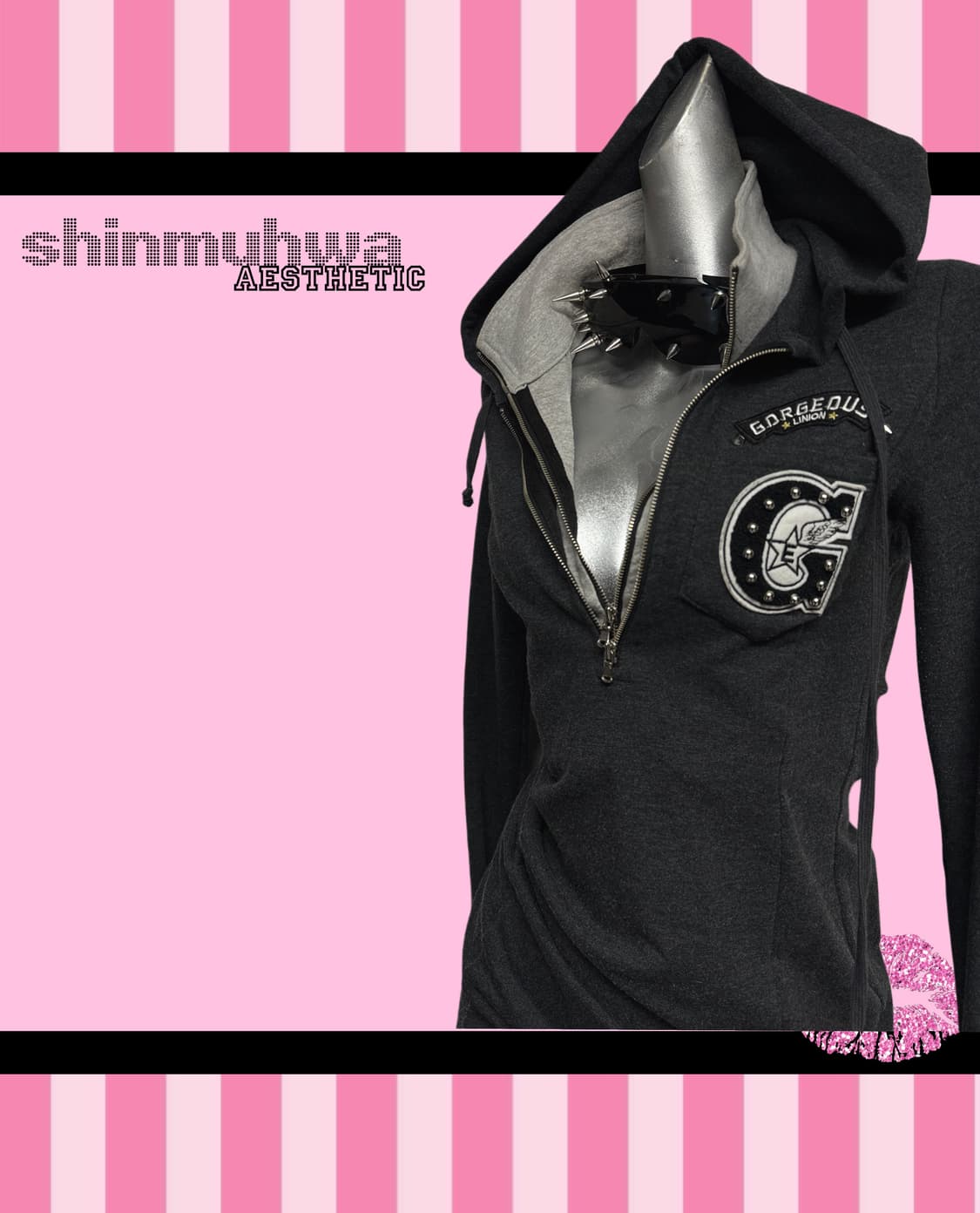 에고이스트 펑크 스터드 후드원피스  상품이미지2