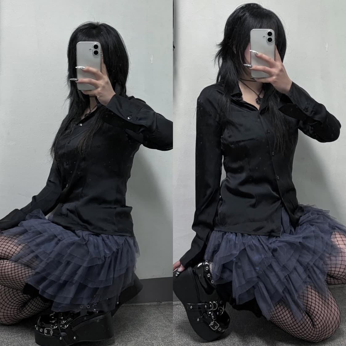 Rare) 연보라 퍼플그레이 엑시즈팜 샤스커트 엑팜 고스 고딕 고스로리  상품이미지2