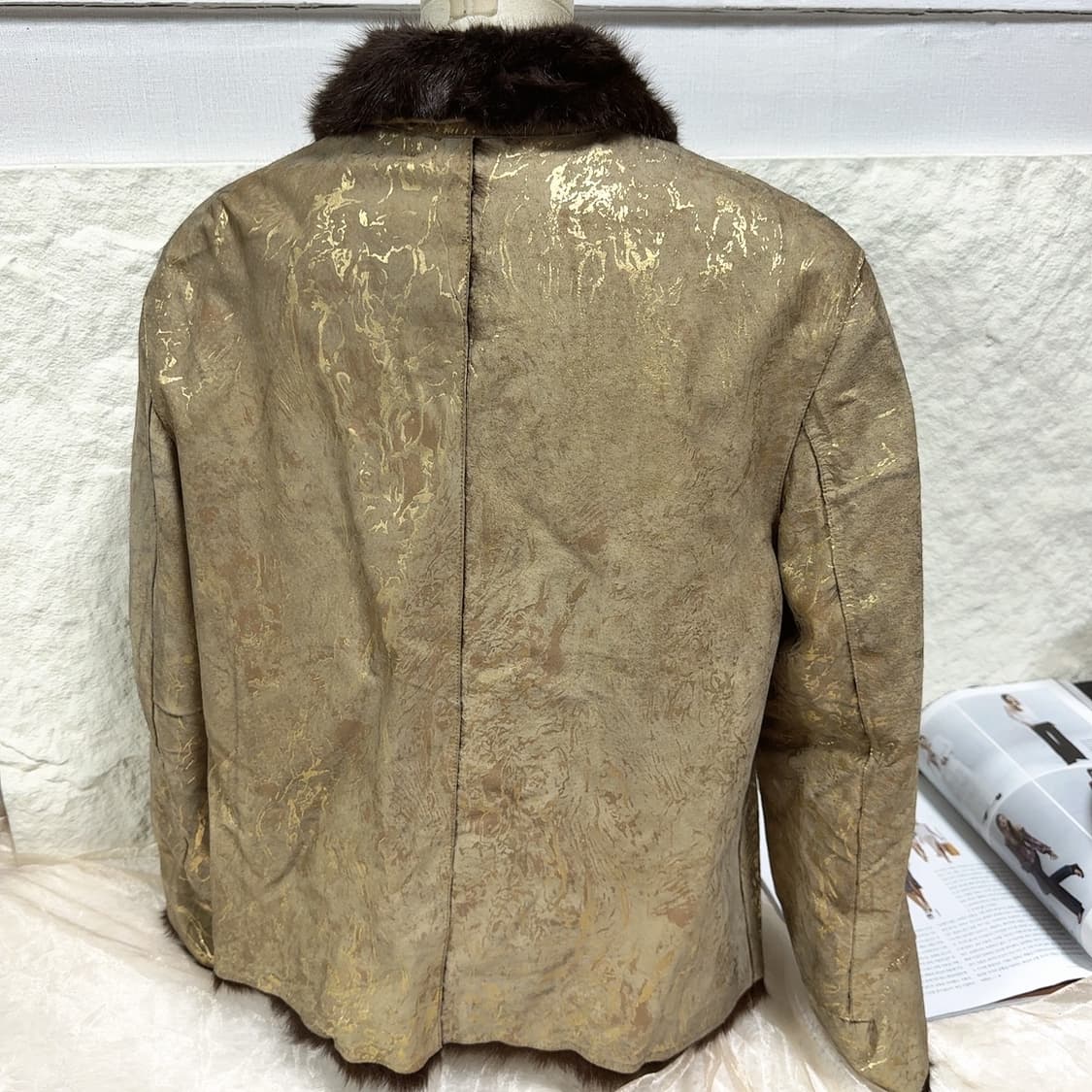 빈티지  밍크퍼 칼라 양털 염소새끼털 되지가죽자켓 무스탕 상품이미지5