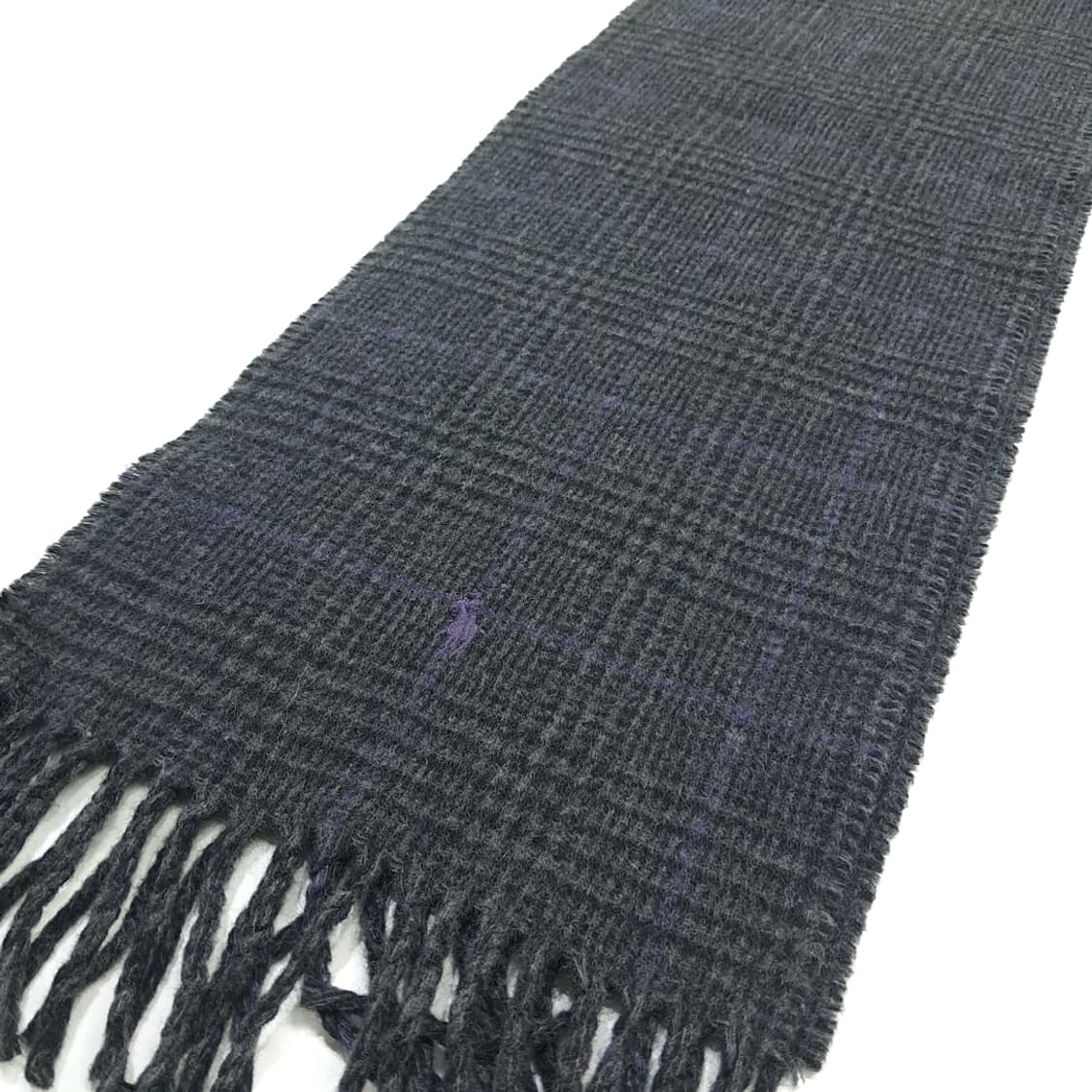 MX326 폴로 랄프로렌 퍼플 윈도우페인 양면 버진울 목도리 머플러 상품이미지2