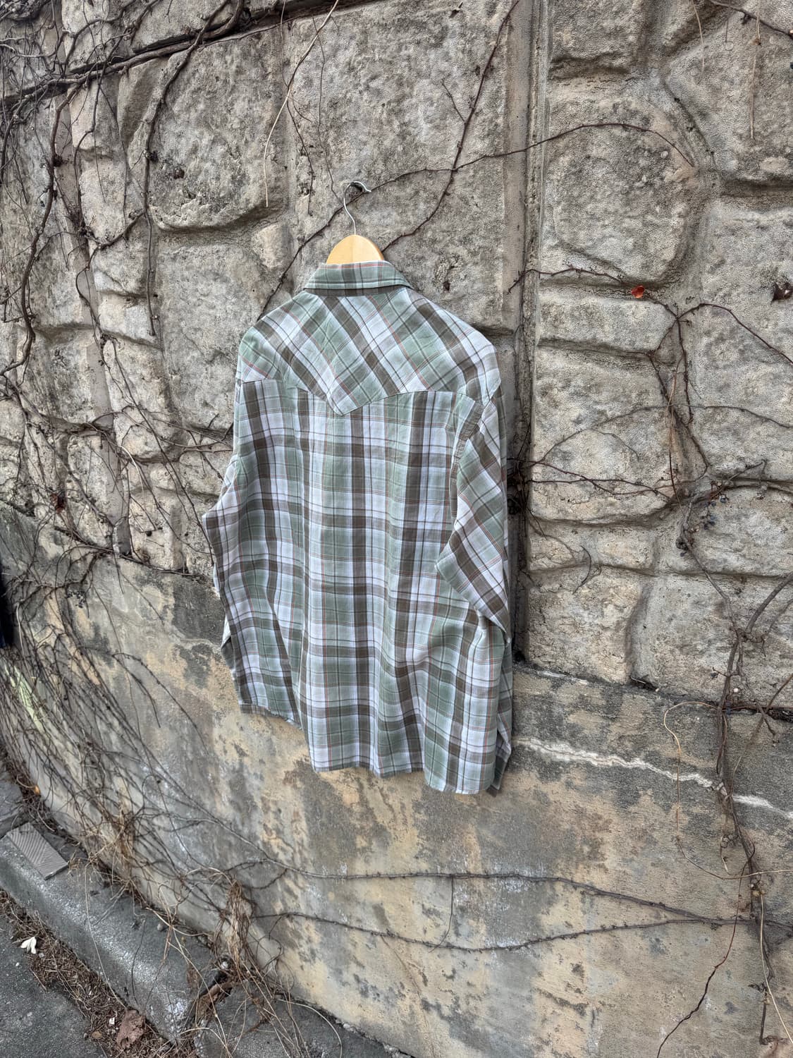 랭글러 빈티지 체크 웨스턴 셔츠 그린 xl 상품이미지4