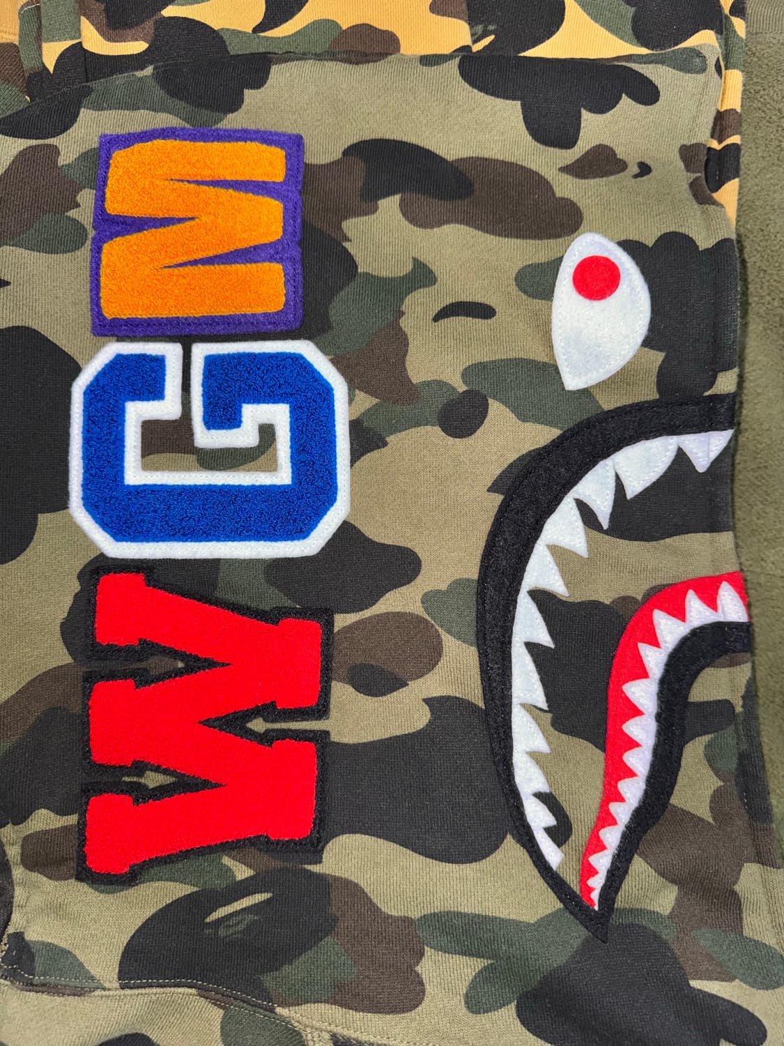 베이프 반반 카모 샤크 후드집업 L 상품이미지4