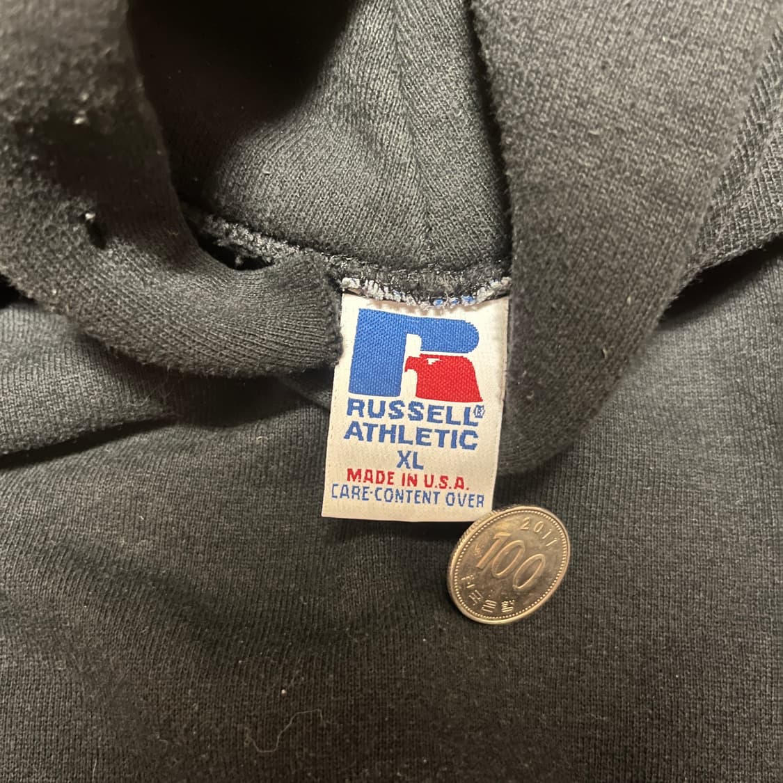 [XL] 90s USA 빈티지 러셀 후드 블랙 상품이미지3