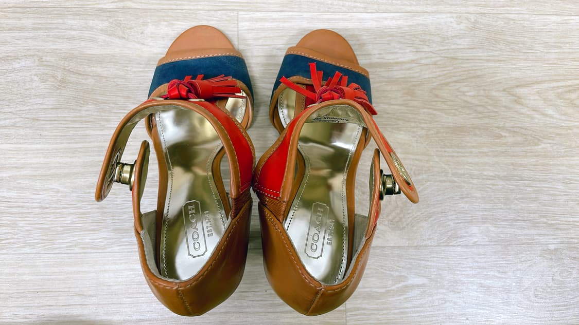 COACH 코치 브라운 가죽 태슬 샌들 밑창 보강 완료 상품이미지5