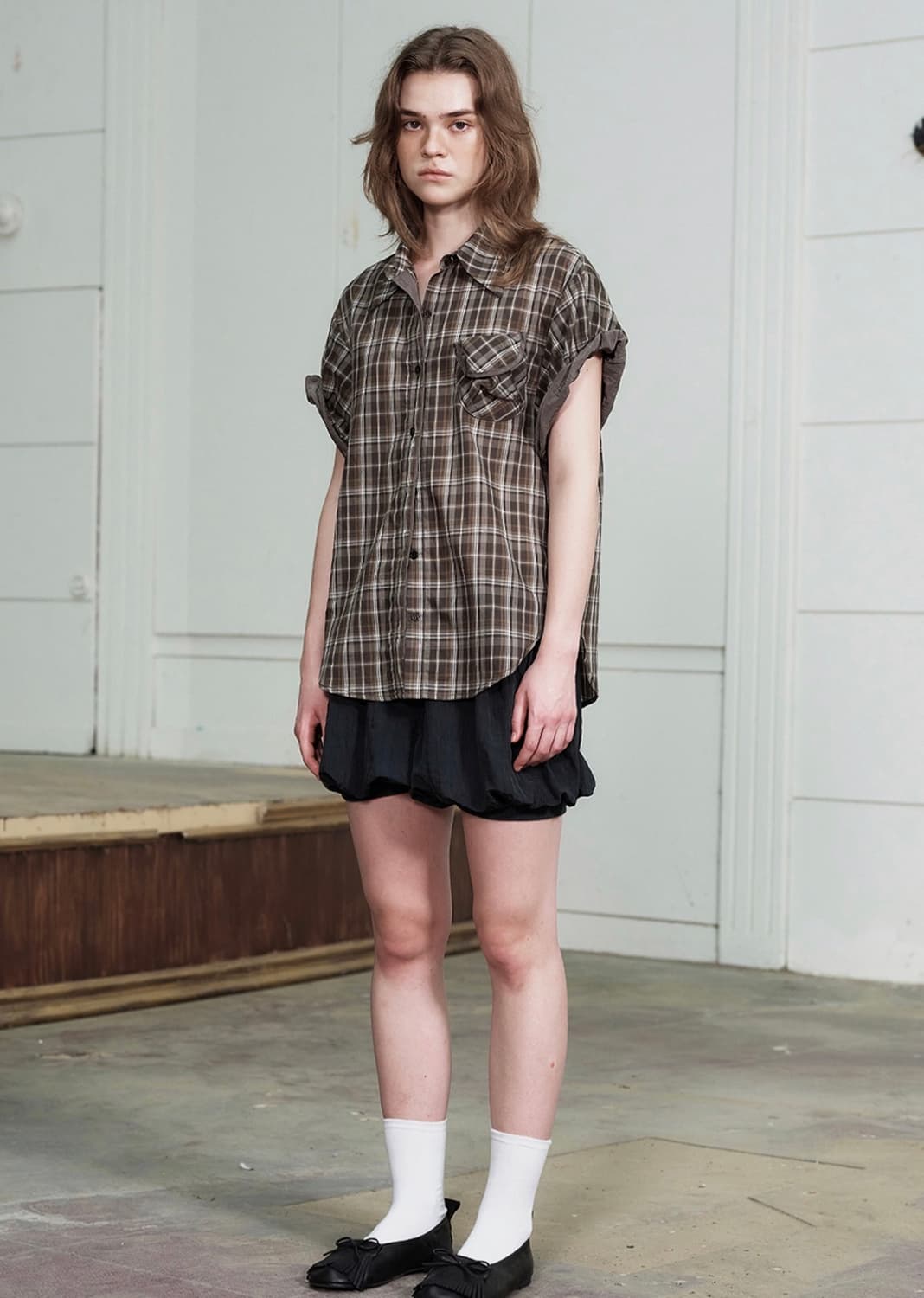 Openyy Wire-Cuff Check Shirt 상품이미지4