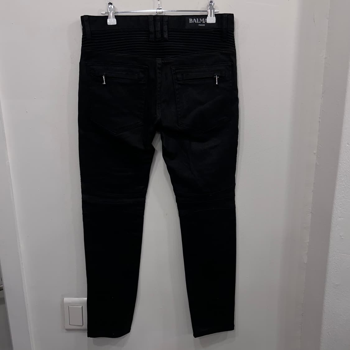 발망 슬림핏 왁스코팅 절개 바이커팬츠 상품이미지5