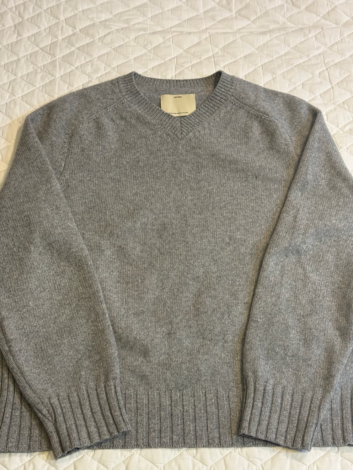 [4] 포터리 브이넥 멜란지 그레이 니트 V넥 상품이미지2