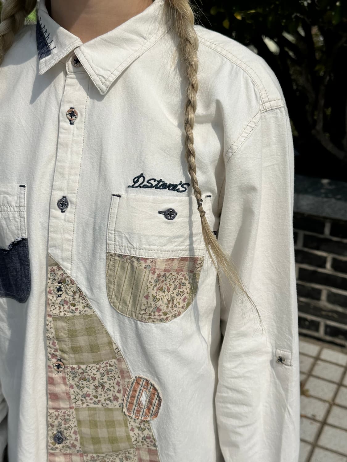 드럭스토어 패치워크 자수 셔츠 상품이미지3