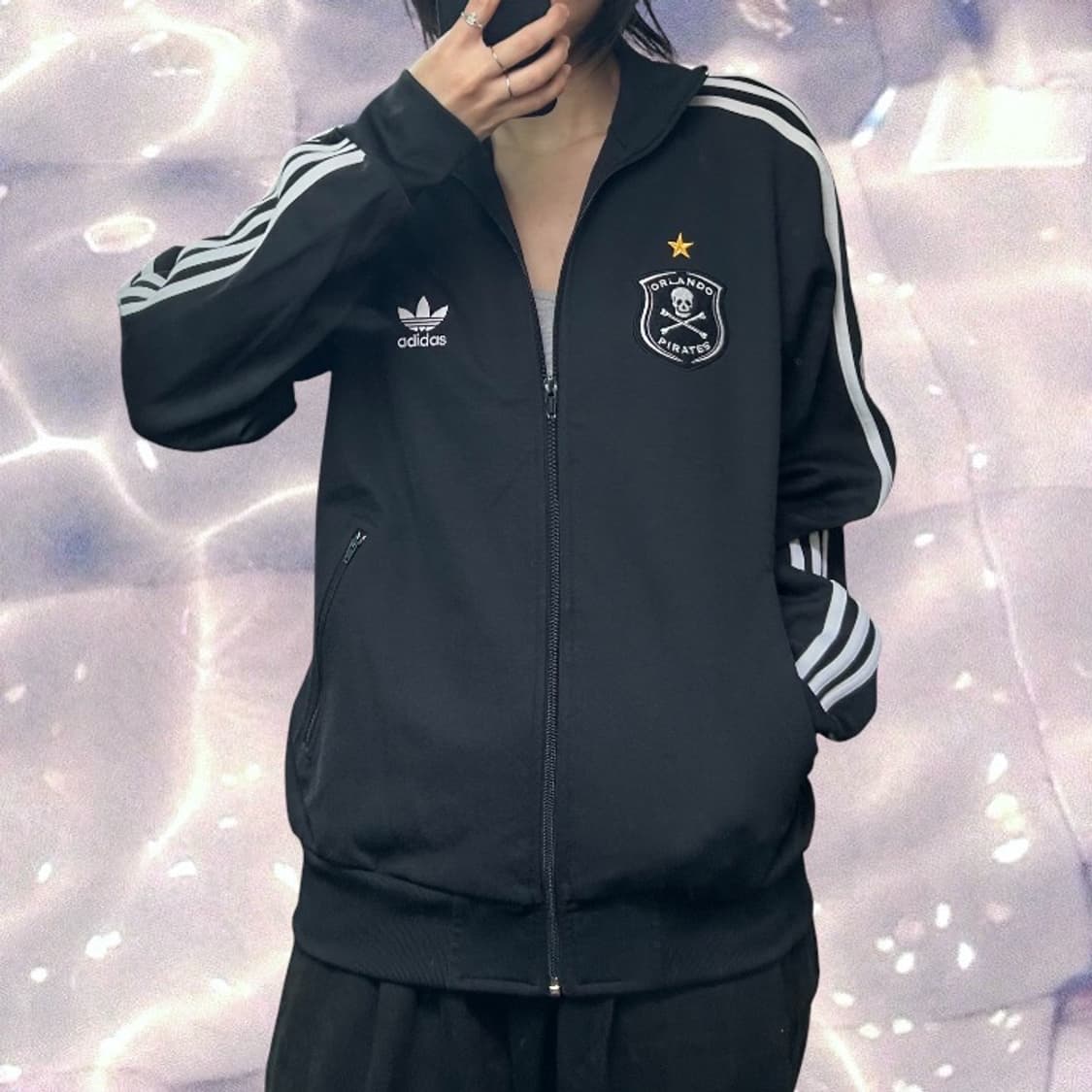 00s 아디다스 올랜도 스컬 해골 져지 블랙 100 상품이미지2