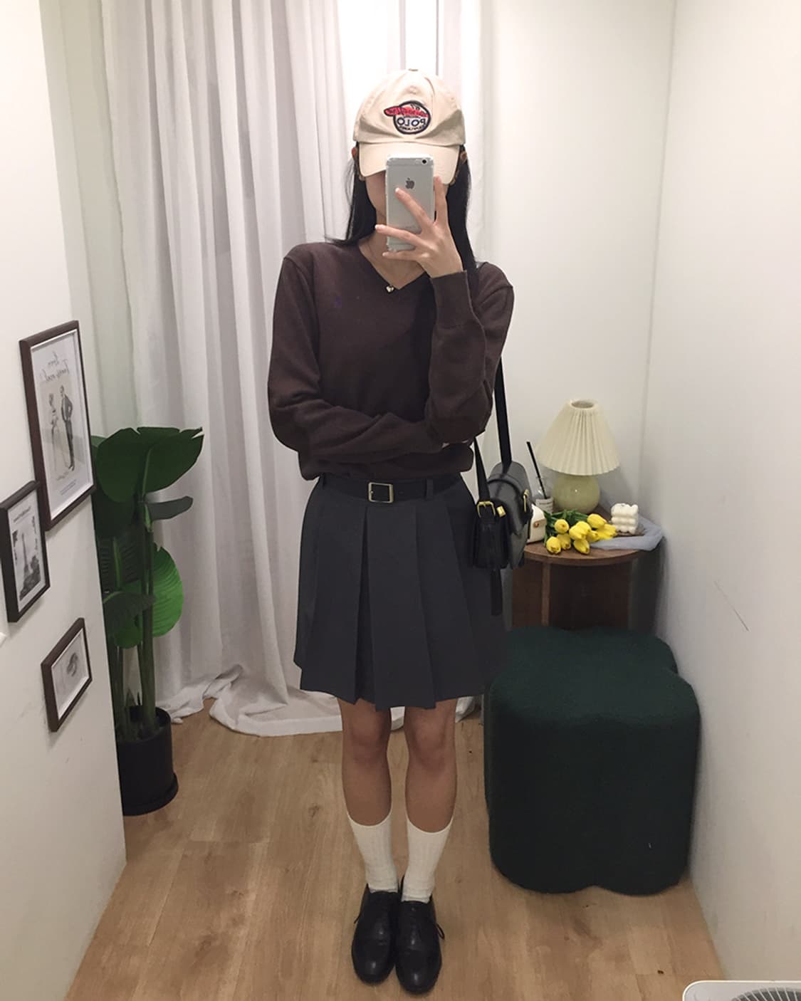 여성 폴로 V넥 니트 100 상품이미지3