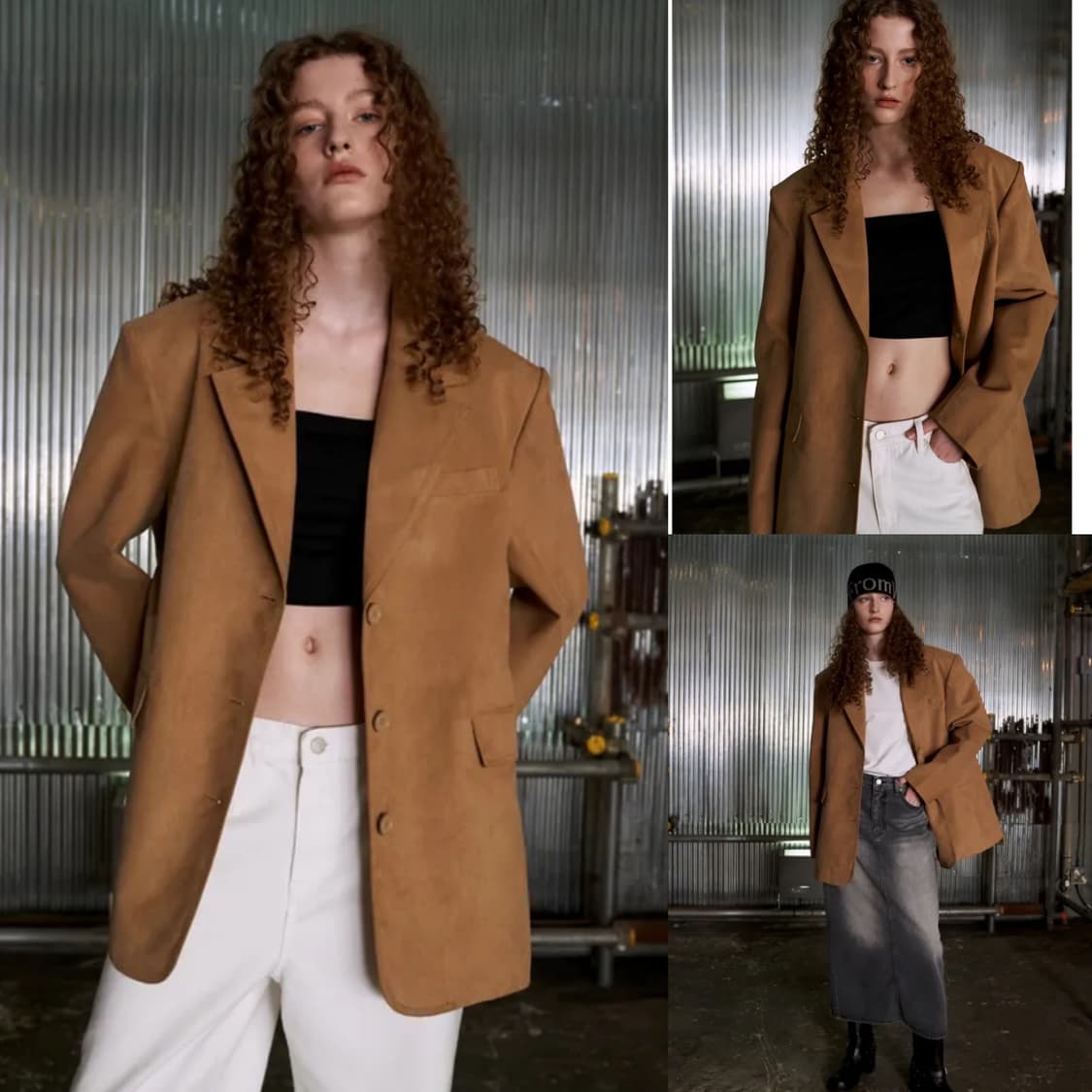 프롬웨얼 오버사이즈 스웨이드 자켓 블레이저 베이지 새상품 상품이미지2