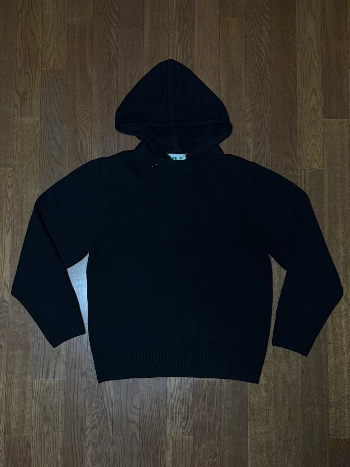 하우스 파인 울 니트 버튼 후디 블랙 상품이미지2