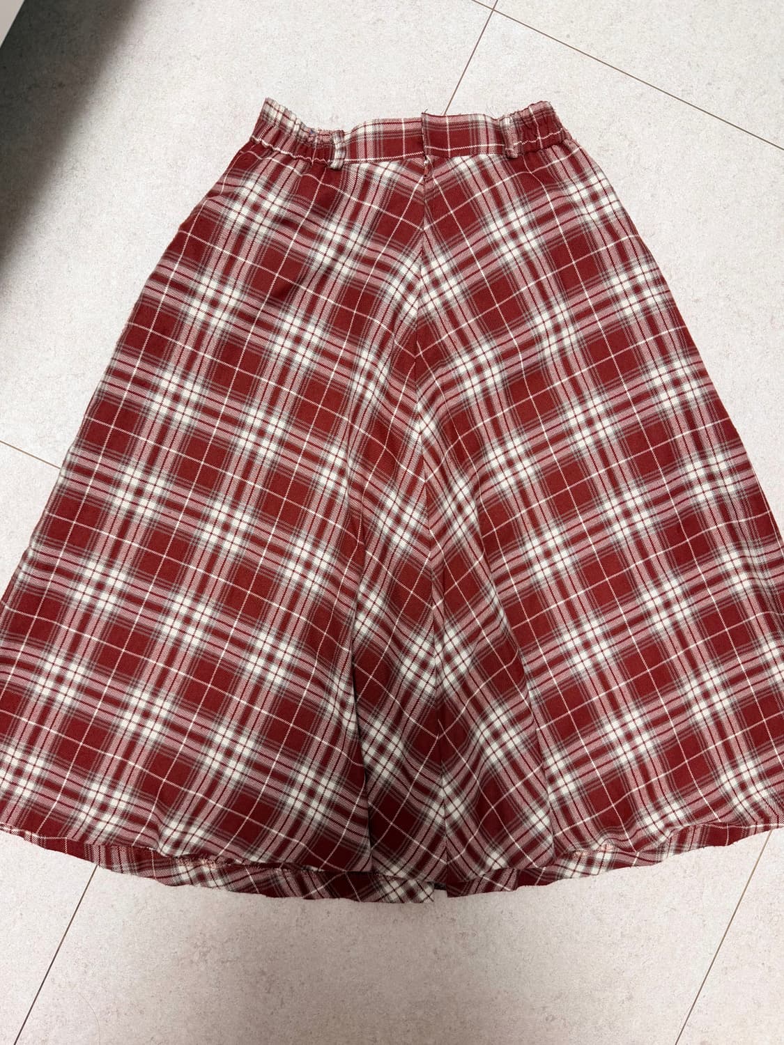 모리걸 하구미 체크 레드 A라인 롱스커트 상품이미지1