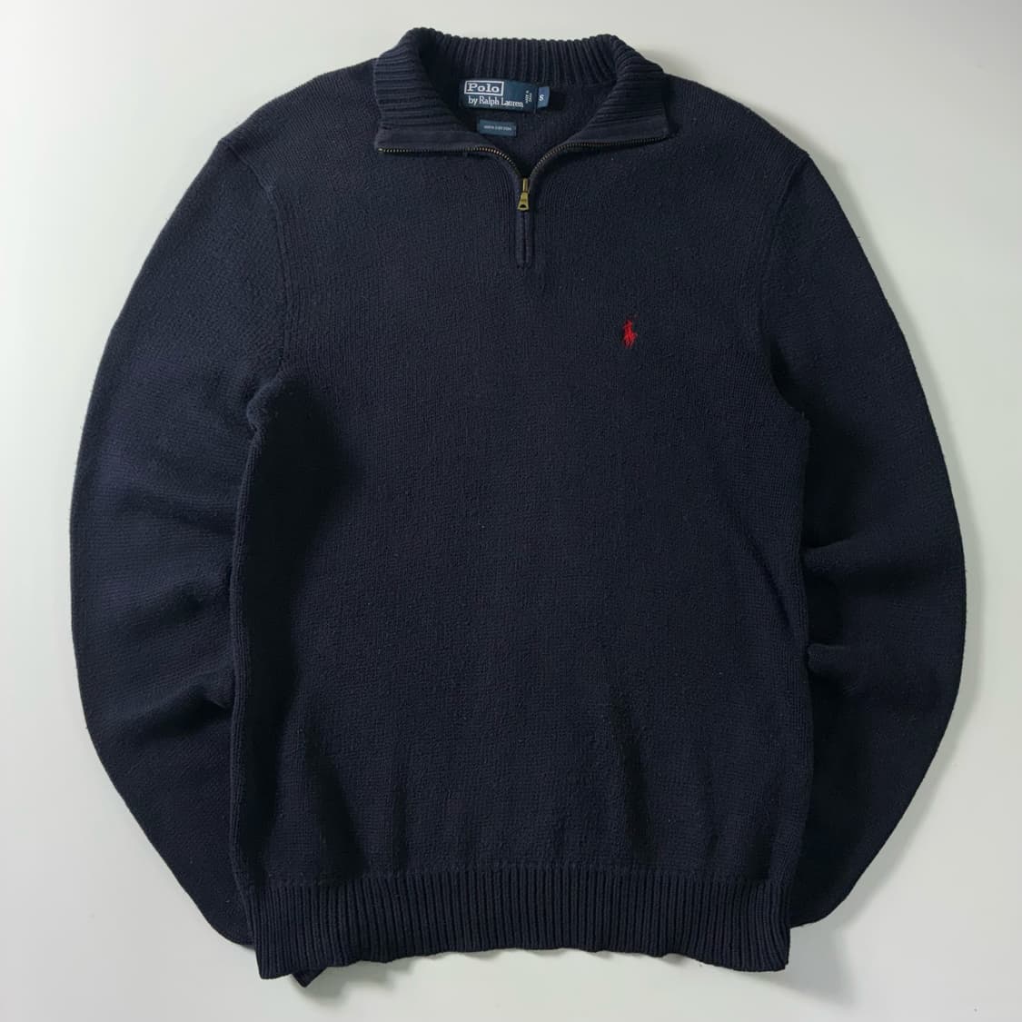 Polo  폴로 랄프로렌 90,s 자수 코튼 네이비 반집업 니트 상품이미지1