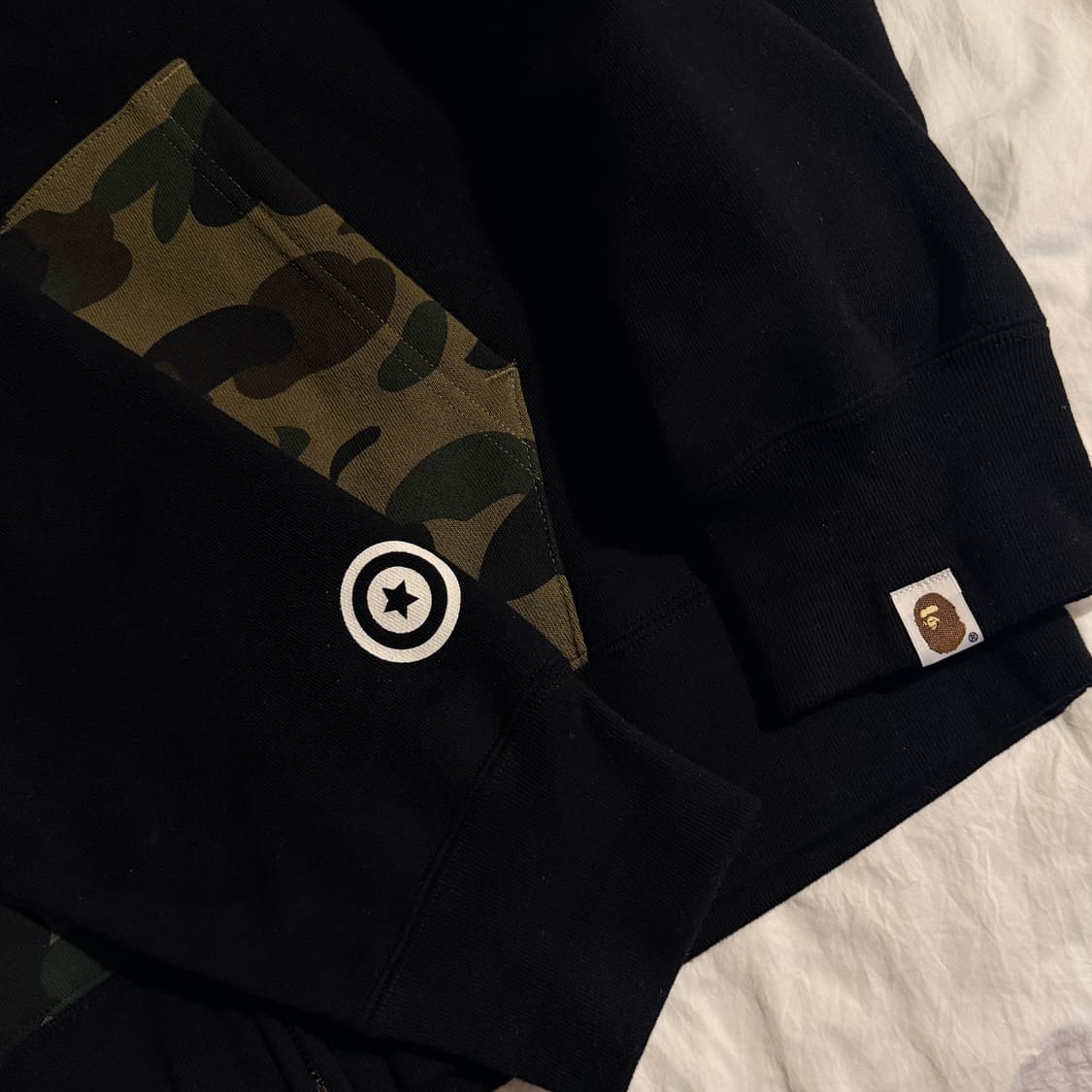 베이프 1st 카모 샤크 풀 집 더블 후드 블랙 xl 상품이미지5