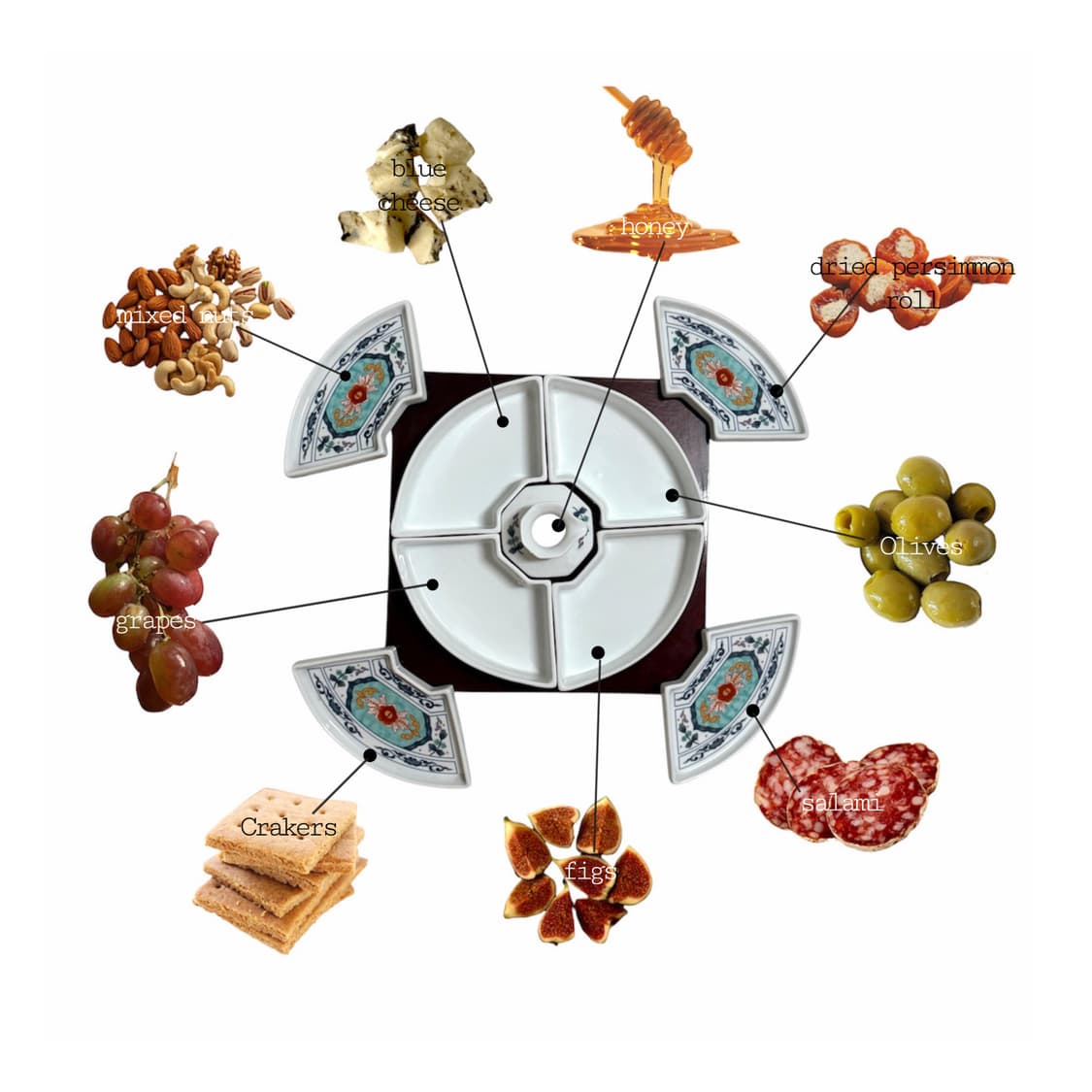 90s 로얄차이나 슈퍼화이트 구절판 상품이미지2