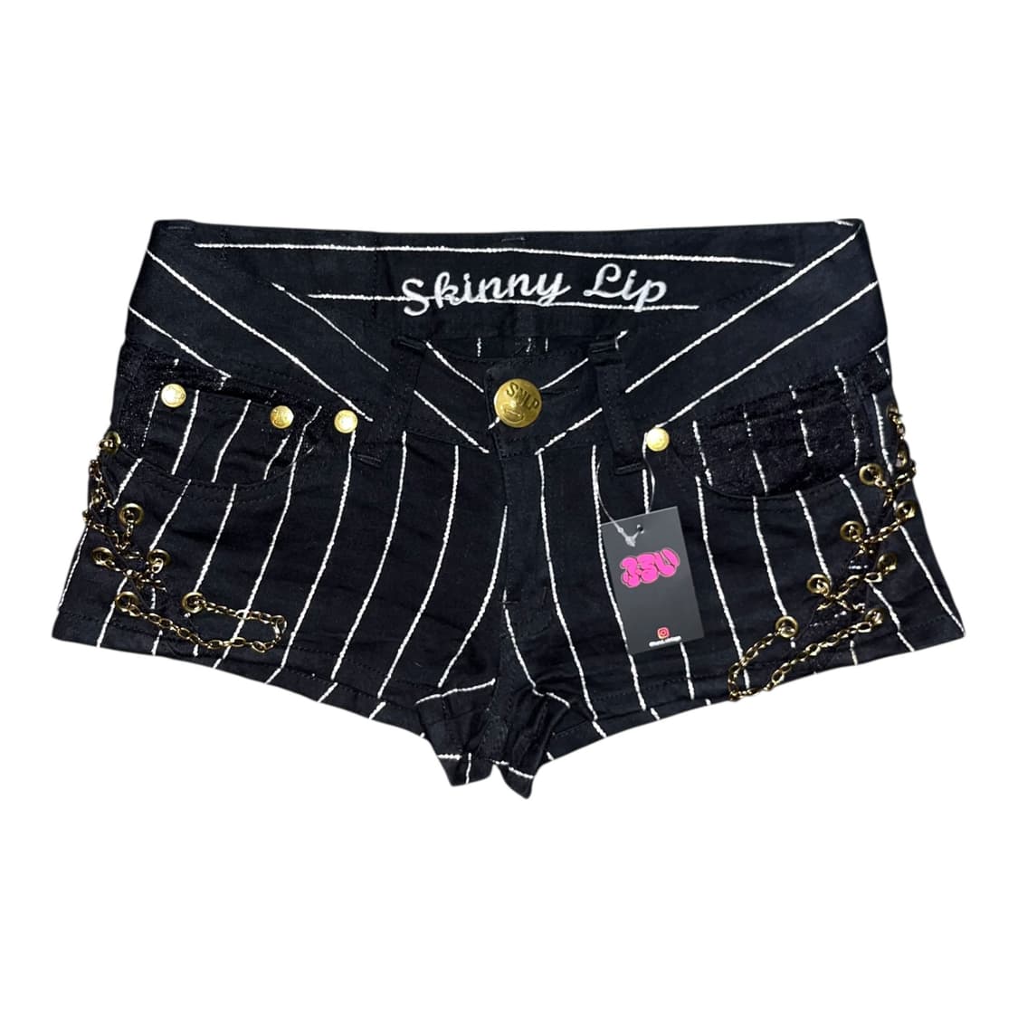 Skinny Lip 스키니립 스트라이프 체인 아일렛 숏팬츠 갸루y2k 상품이미지1