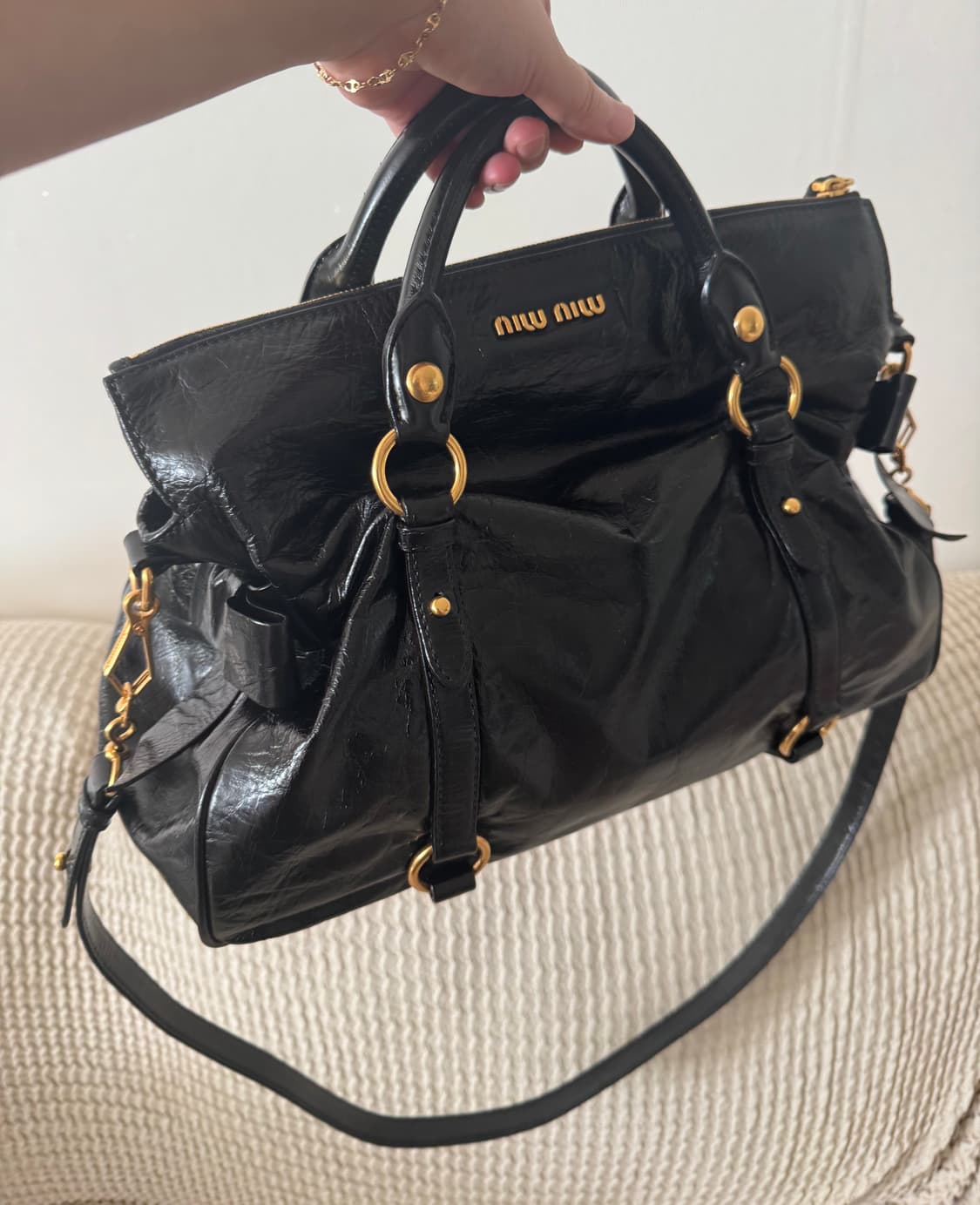 미우미우 비텔로 럭스 보우 사첼백 토트 크로스 상품이미지7