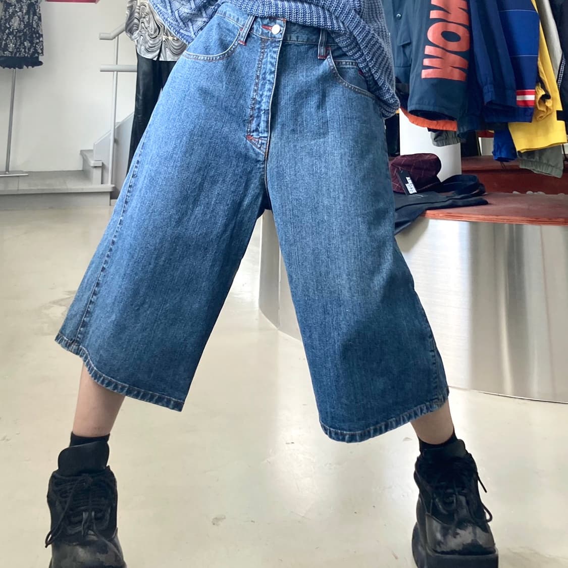 타미 진스 오버사이즈 데님 카펜터 하프 팬츠 상품이미지2