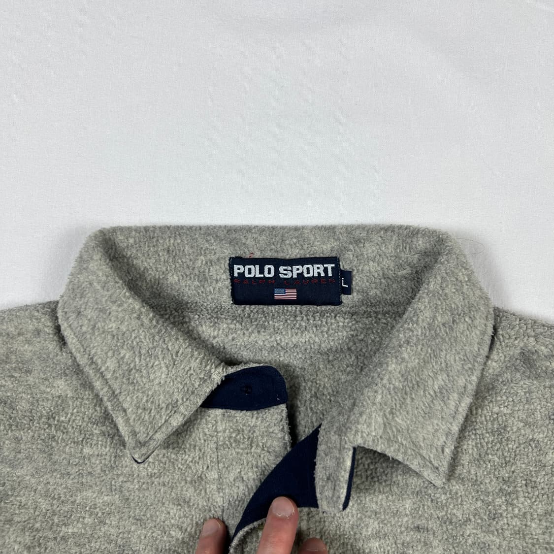 90‘s 폴로스포츠 usa 성조기 포켓 플리스 피케셔츠 상품이미지4