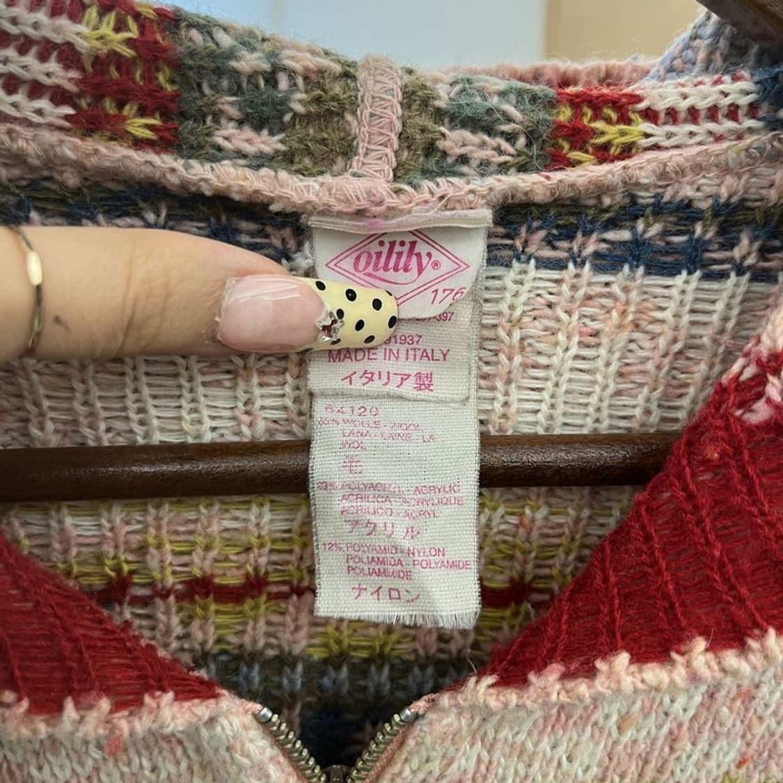 오일릴리 모리 코지 노르딕 딸기우유 니트 후드 가디건 176 C09863 상품이미지5