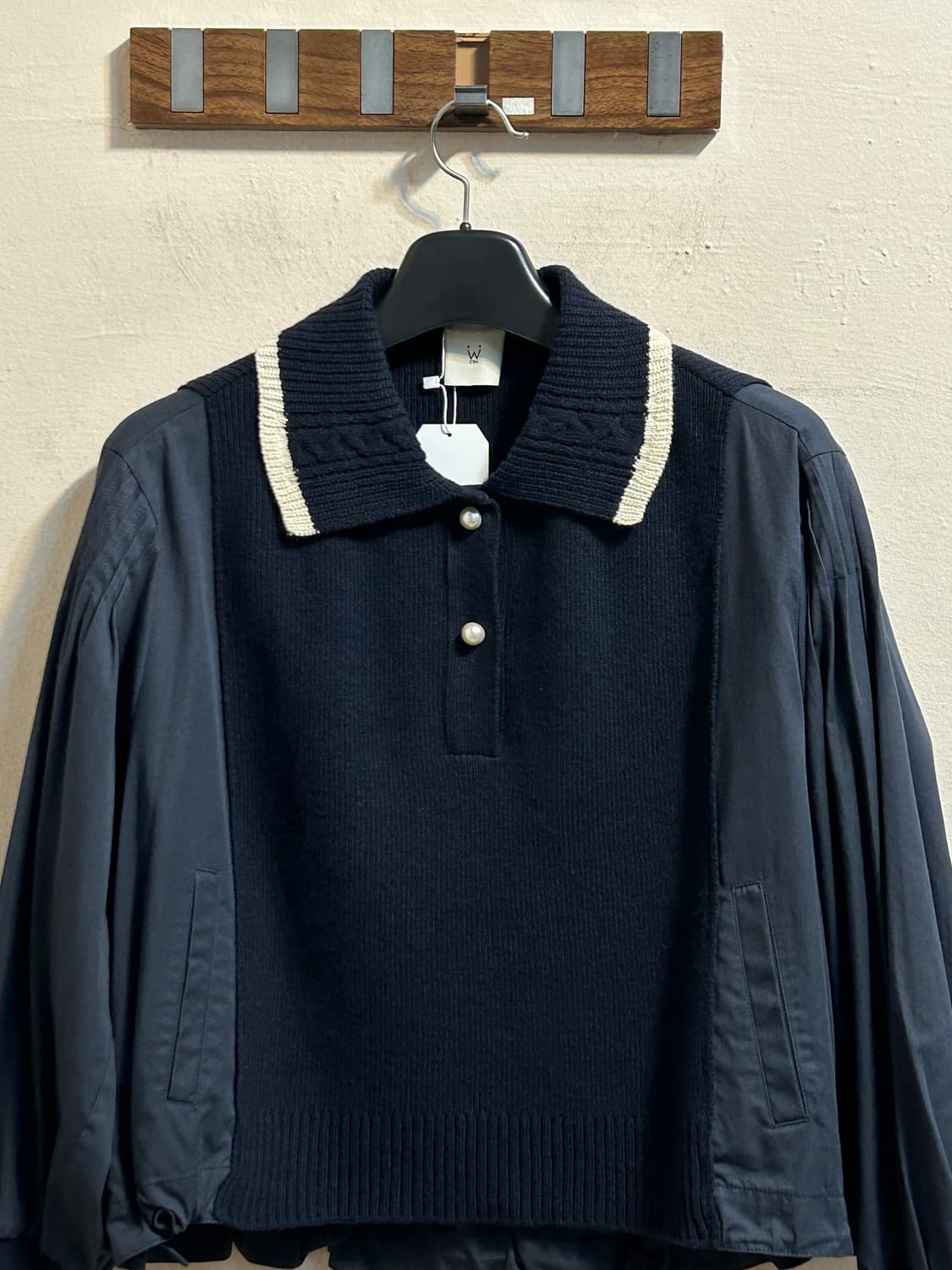 오즈세컨 배색 카라 니트 탑 상품이미지2