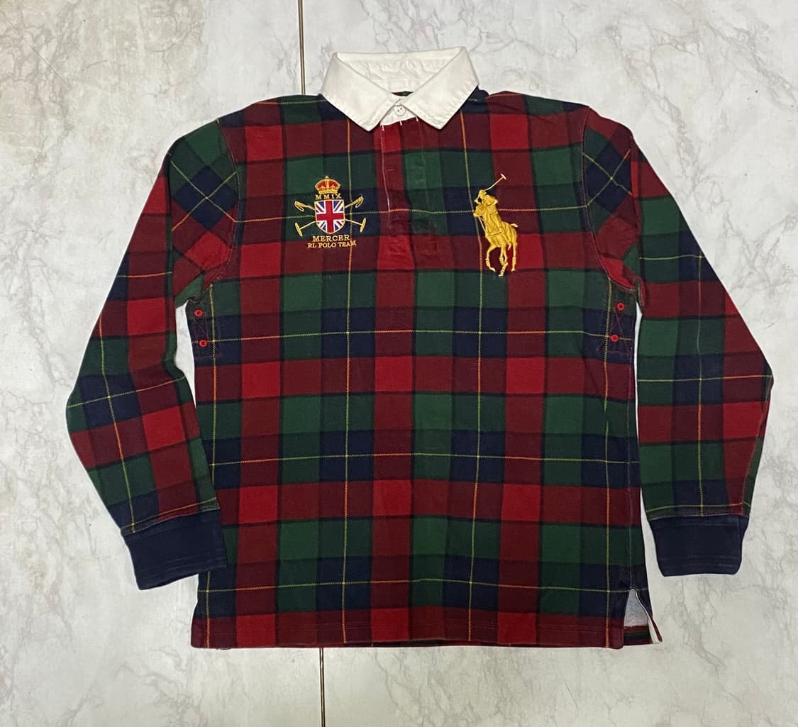 폴로 빅포니 체크 두툼 긴팔 카라티 95 사이즈 백화점판 정품 상품이미지1