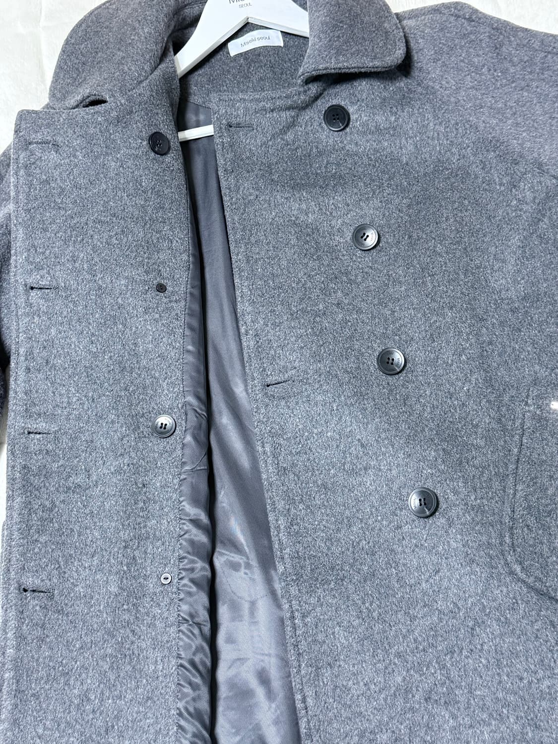 조이현x미세키서울 더블버튼 롱코트 챠콜  상품이미지6