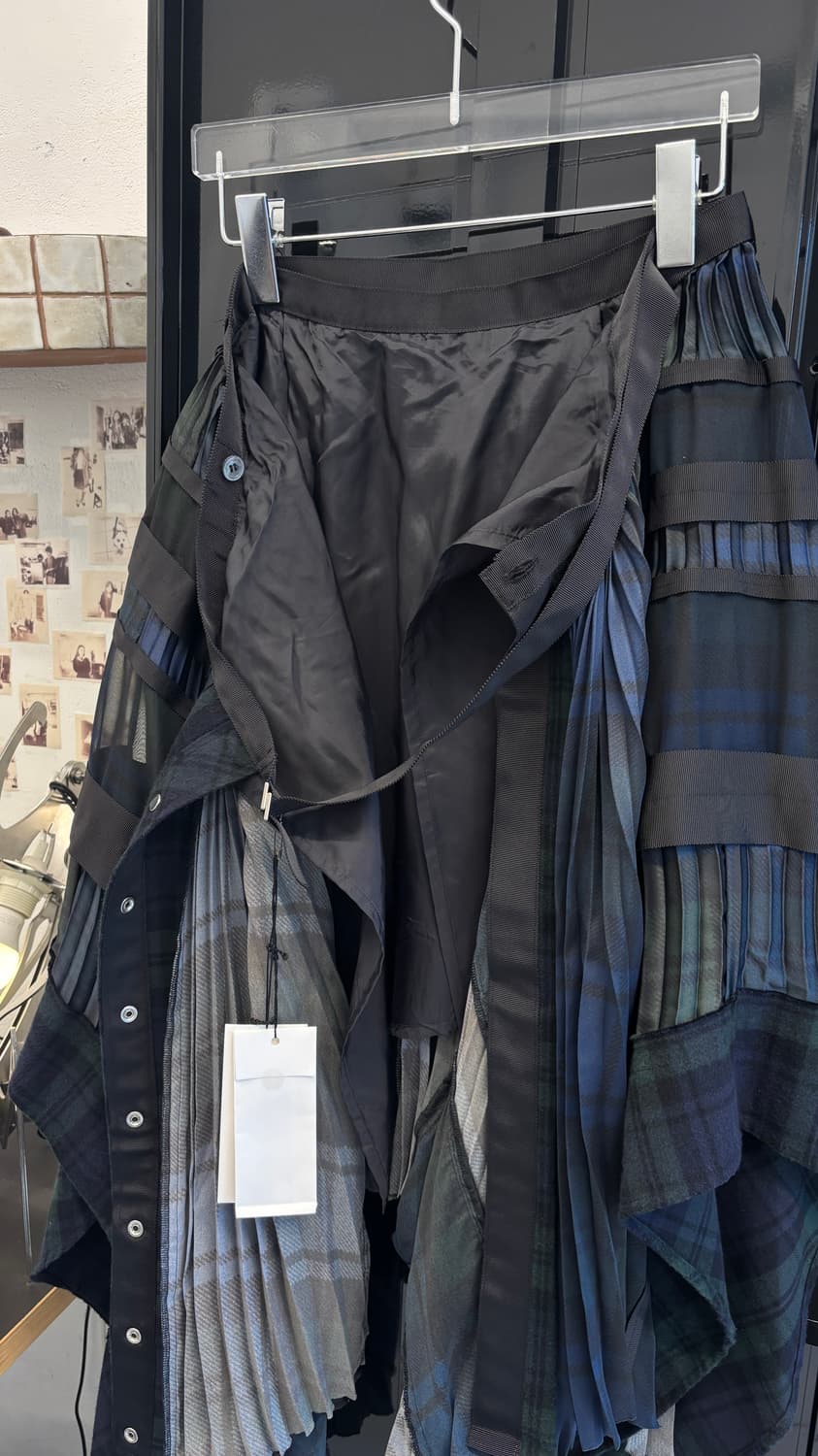 SACAI AD2017 tartan pleated wrap skirt 상품이미지5