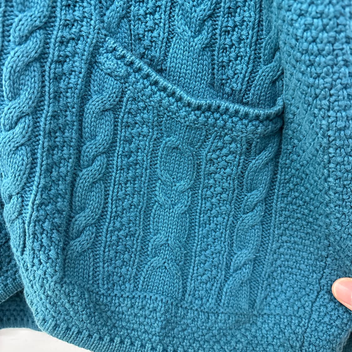 L.L.Bean 케이블 니트 가디건 청록색 여성 M 상품이미지3