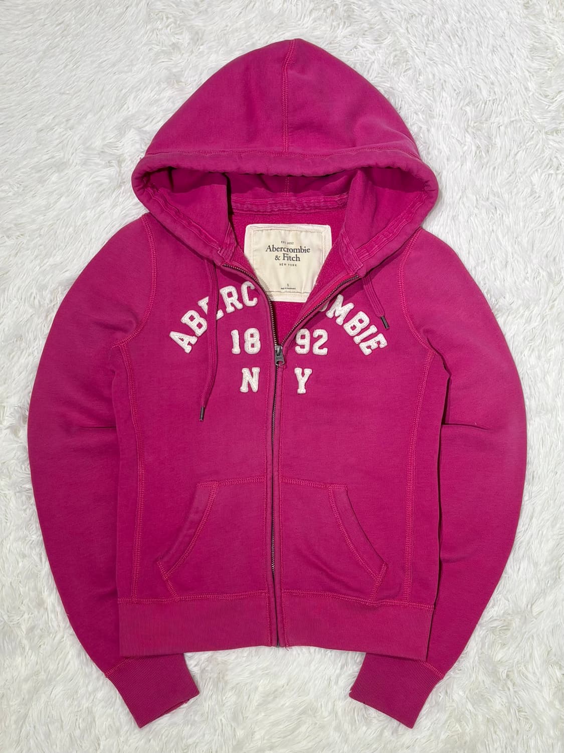 아베크롬비 딥핑크 빅로고 후드집업 상품이미지4